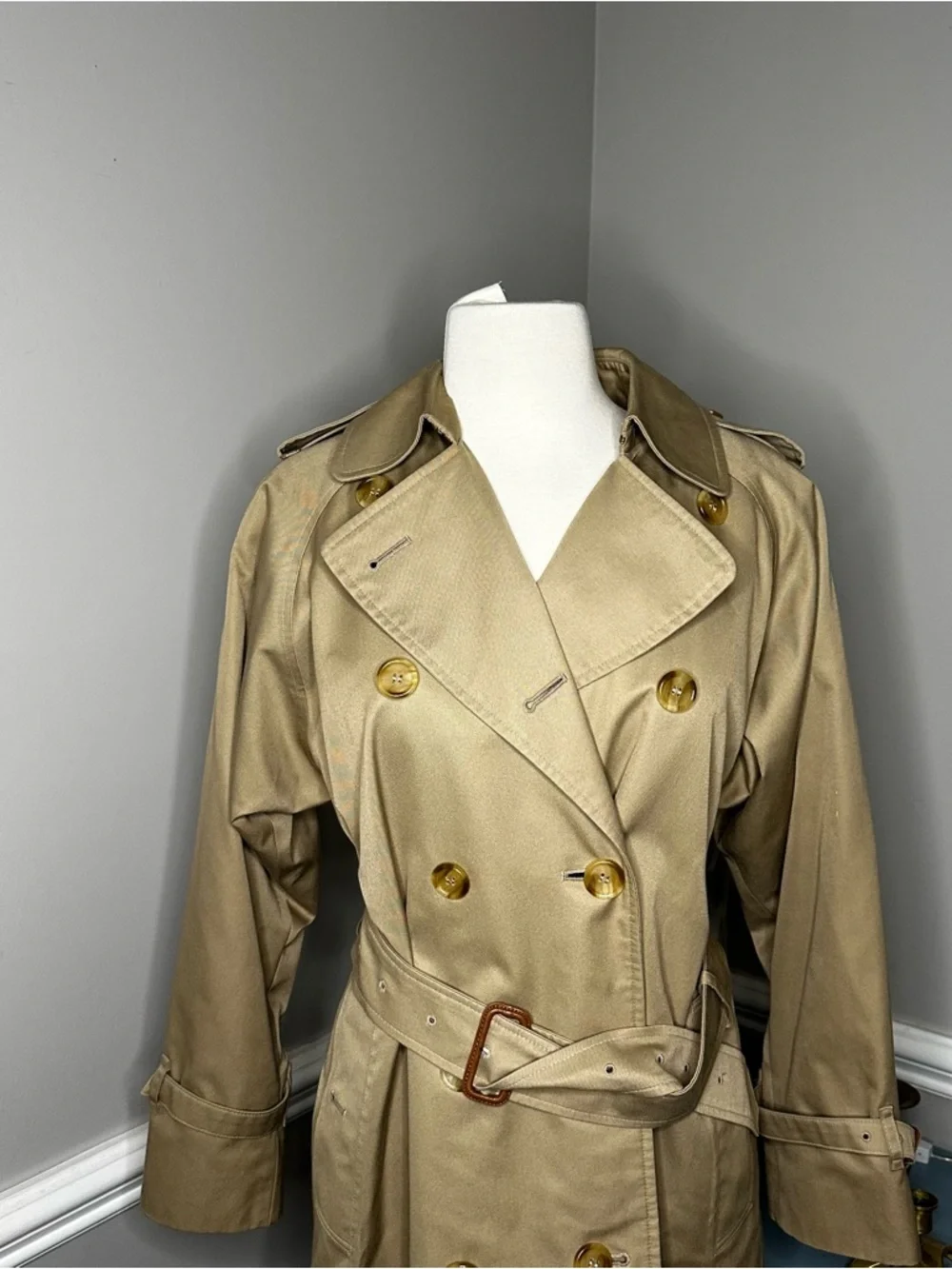 Vintage Burberrys Trench Coat Size 4 XLong Wool Liner Beige Classic Nova Check - Picture 2 of 16
